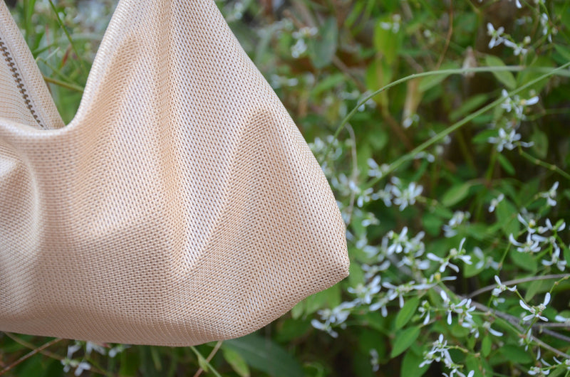 SOLD OUT - GOLD IVORY- ZIPPER MESH BAG