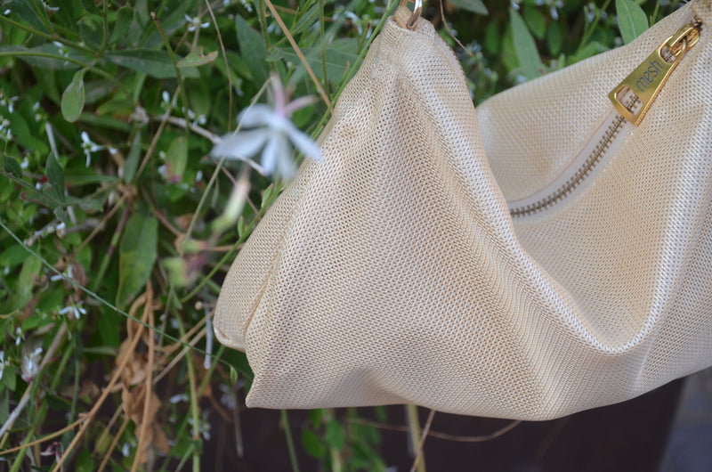 SOLD OUT - GOLD IVORY- ZIPPER MESH BAG