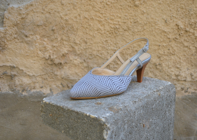 #13 Gray 3D mesh heels